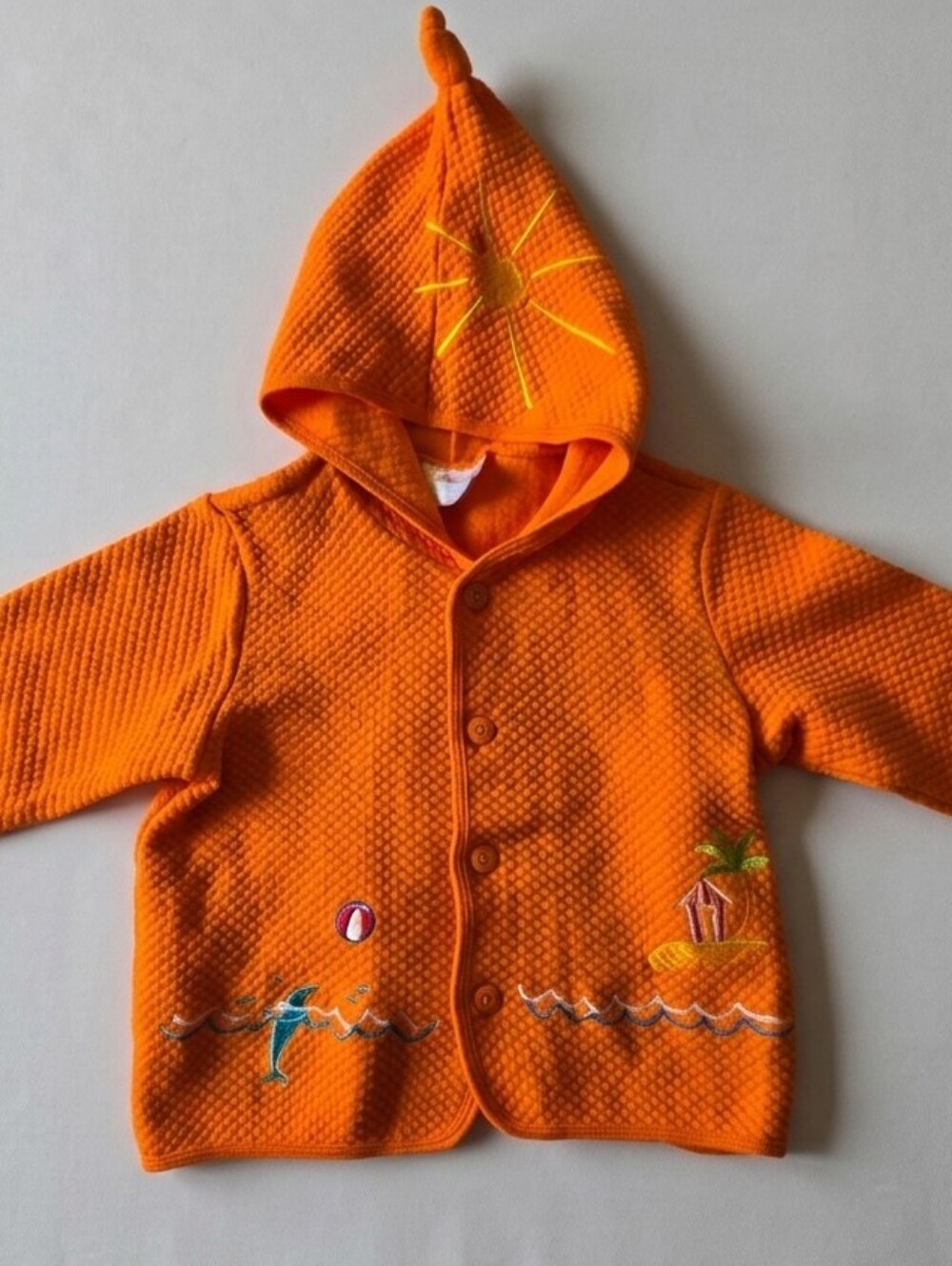 Vtg Hanna Andersson Orange Quilted Beach Hoodie Jacket 2T USA Whimsical Retro